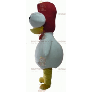 BIGGYMONKEY™ Costume da mascotte Gallo bianco e rosso con occhi