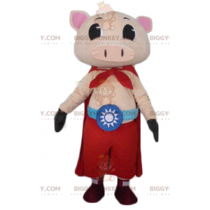 Kostium maskotka różowa świnia BIGGYMONKEY™ ze spodniami i