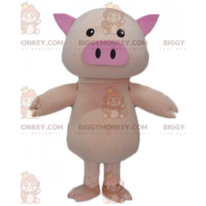 Kostium maskotka urocza i pulchna duża różowa świnia