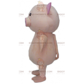 Sød og fyldig stor lyserød gris BIGGYMONKEY™ maskotkostume -