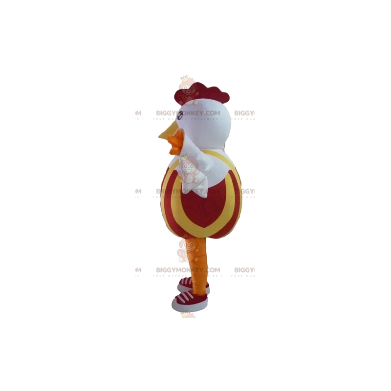 Costume de mascotte BIGGYMONKEY™ de coq de poule blanche rouge
