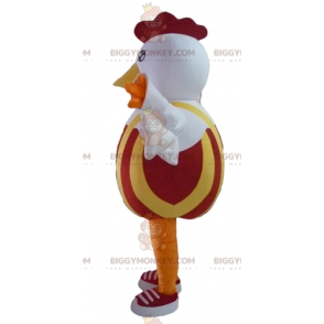 Costume de mascotte BIGGYMONKEY™ de coq de poule blanche rouge