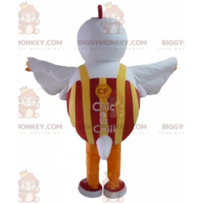 Costume de mascotte BIGGYMONKEY™ de coq de poule blanche rouge