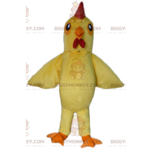 Costume de mascotte BIGGYMONKEY™ de poule jaune et rouge de coq