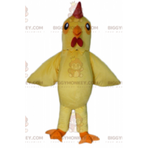 Costume de mascotte BIGGYMONKEY™ de poule jaune et rouge de coq