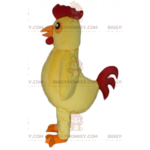 Costume de mascotte BIGGYMONKEY™ de poule jaune et rouge de coq