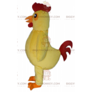 Fato de mascote de galinha gigante amarelo e vermelho