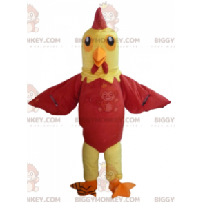 Costume de mascotte BIGGYMONKEY™ de poule jaune et rouge de coq