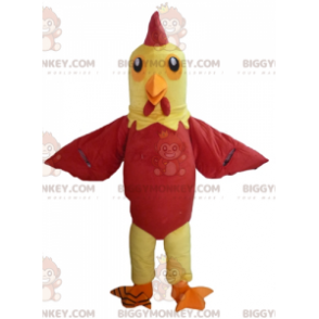 Kæmpehane, gul og rød høne BIGGYMONKEY™ maskotkostume -