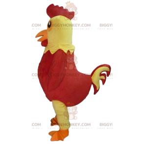 Costume de mascotte BIGGYMONKEY™ de poule jaune et rouge de coq