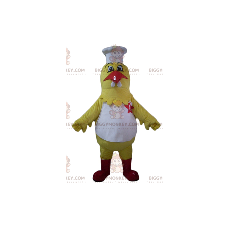 BIGGYMONKEY™ Mascot Costume Giant Yellow Hen In Chef Outfit -