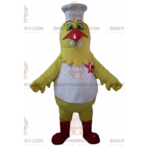 BIGGYMONKEY™ Mascot Costume Giant Yellow Hen In Chef Outfit -