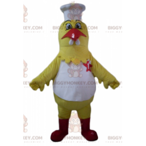 BIGGYMONKEY™ maskotkostume Kæmpe gul høne i kokketøj -