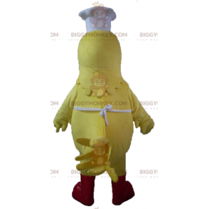 BIGGYMONKEY™ Mascot Costume Giant Yellow Hen In Chef Outfit -