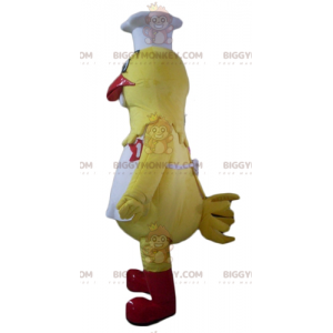 Costume de mascotte BIGGYMONKEY™ de poule jaune géante en tenue