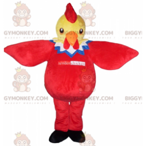 Costume de mascotte BIGGYMONKEY™ de poulet jaune rouge bleu et