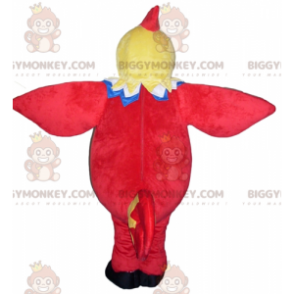 Costume de mascotte BIGGYMONKEY™ de poulet jaune rouge bleu et