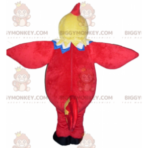 Kæmpe gul rød blå og hvid kylling BIGGYMONKEY™ maskotkostume -