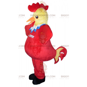 Jätte gul röd blå och vit kyckling BIGGYMONKEY™ maskotdräkt -