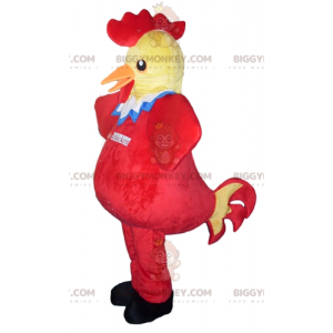 Traje de mascote gigante amarelo vermelho azul e branco de