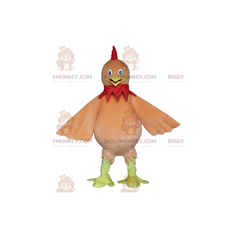 Costume de mascotte BIGGYMONKEY™ d'oiseau marron jaune et rouge