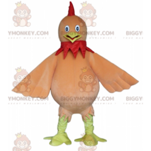Costume de mascotte BIGGYMONKEY™ d'oiseau marron jaune et rouge
