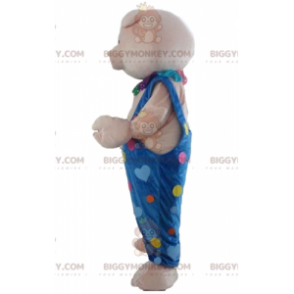 BIGGYMONKEY™ Mascot Costume Pink Pig In Blue Overalls With