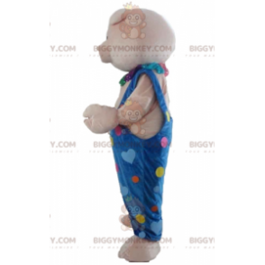 BIGGYMONKEY™ mascottekostuum roze varken in blauwe overall met