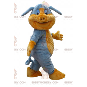 Costume de mascotte BIGGYMONKEY™ de cochon bleu et orange doux