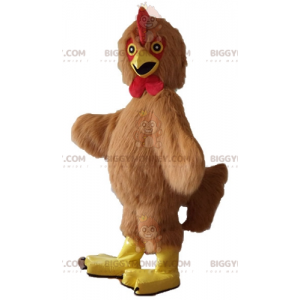 Kostium maskotki kura koguta w całości włochaty brązowy