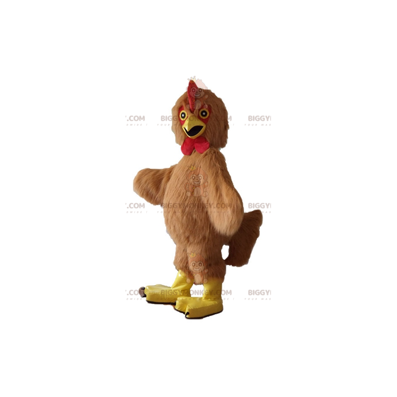 BIGGYMONKEY™ All Hairy Brown Red and Yellow Rooster Hen Mascot