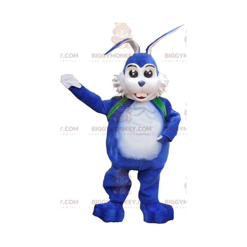 Fantasia de mascote de coelho branco e azul BIGGYMONKEY™ –