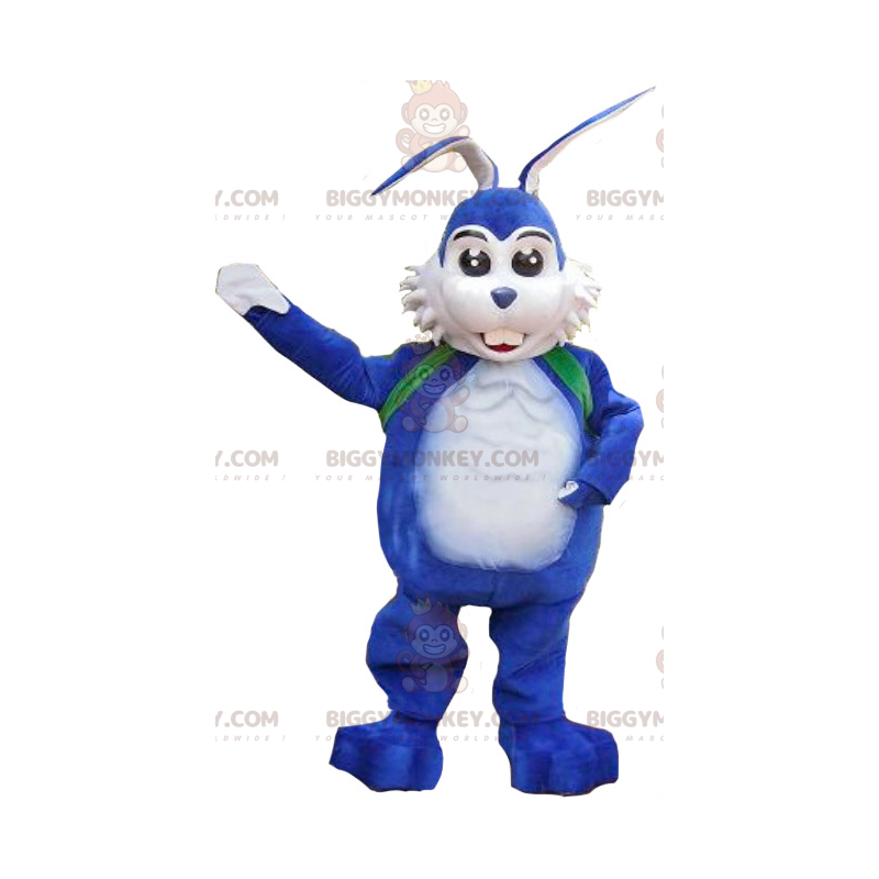 Wit en blauw konijn BIGGYMONKEY™ mascottekostuum -