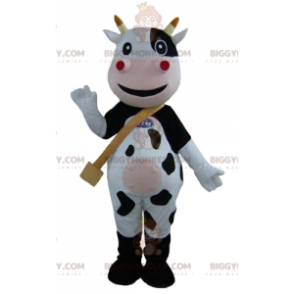Disfraz de mascota BIGGYMONKEY™ de vaca negra, blanca y rosa