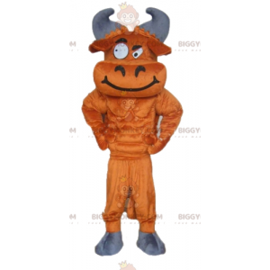 Playful Looking Brown and Gray Buffalo BIGGYMONKEY™ Mascot