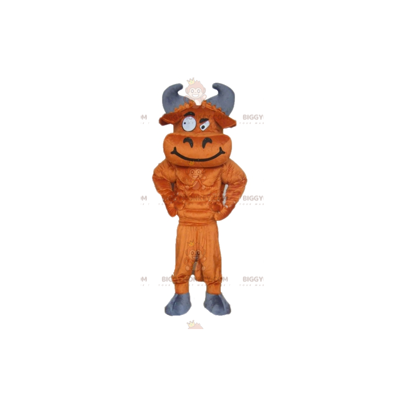 Costume da mascotte BIGGYMONKEY™ di bufalo marrone e grigio