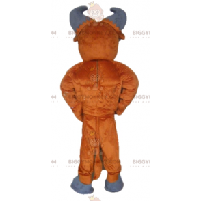 Traje de mascote BIGGYMONKEY™ de búfalo marrom e cinza com