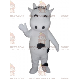 Traje de mascote BIGGYMONKEY™ de vaca branca e preta fofa e