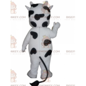 Cute and Affectionate White and Black Cow BIGGYMONKEY™ Mascot