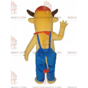 BIGGYMONKEY™ Disfraz de mascota de vaca marrón con overol azul