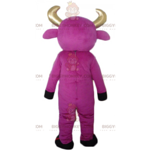 Costume de mascotte BIGGYMONKEY™ de vache rose avec des cornes