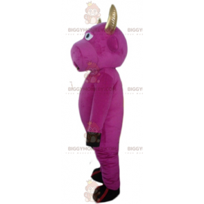Disfraz de mascota BIGGYMONKEY™ Vaca rosa con cuernos dorados y