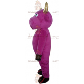 Traje de mascote BIGGYMONKEY™ Vaca rosa com chifres de ouro e