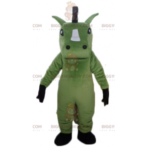 Costume de mascotte BIGGYMONKEY™ de cheval vert blanc et noir