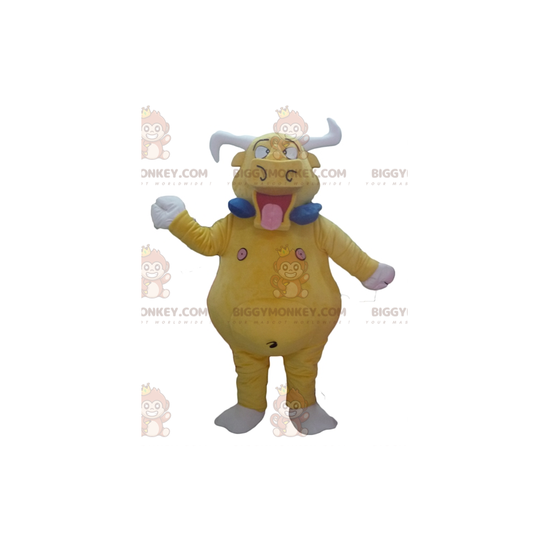 Disfraz de mascota BIGGYMONKEY™ de toro búfalo amarillo gigante