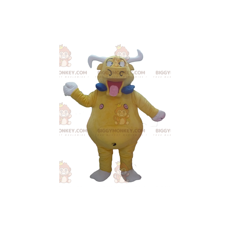 Zabawny kostium maskotki olbrzymiego żółtego byka bawole