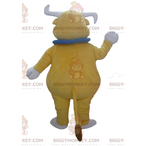 Traje de mascote de búfalo amarelo gigante engraçado