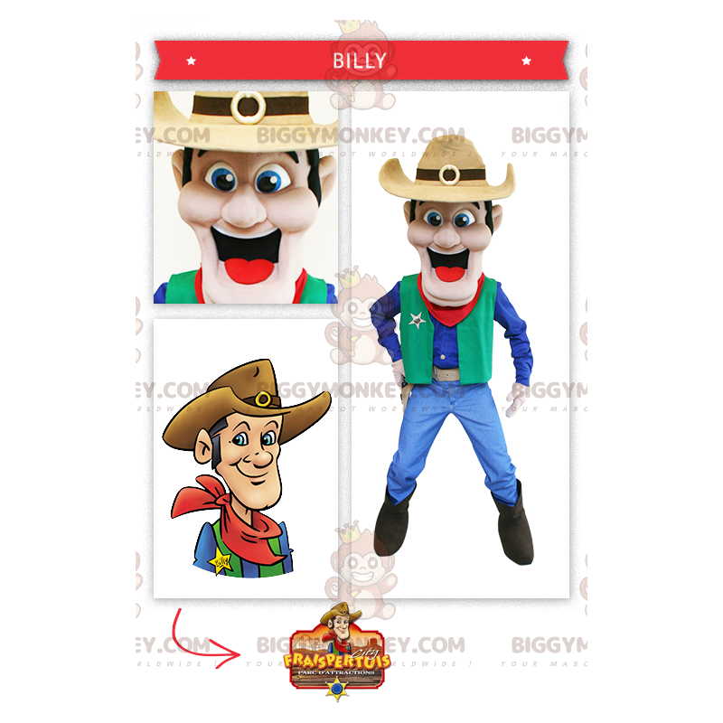 Costume de mascotte BIGGYMONKEY™ de cow-boy du far-west -