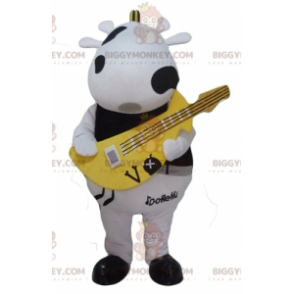 BIGGYMONKEY™ Mascot Costume Black and White Cow with Yellow