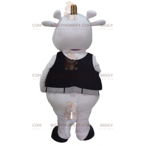 BIGGYMONKEY™ Mascot Costume Black and White Cow with Yellow